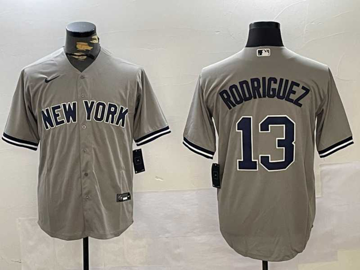 Mens New York Yankees #13 Alex Rodriguez Grey Cool Base Stitched Jersey